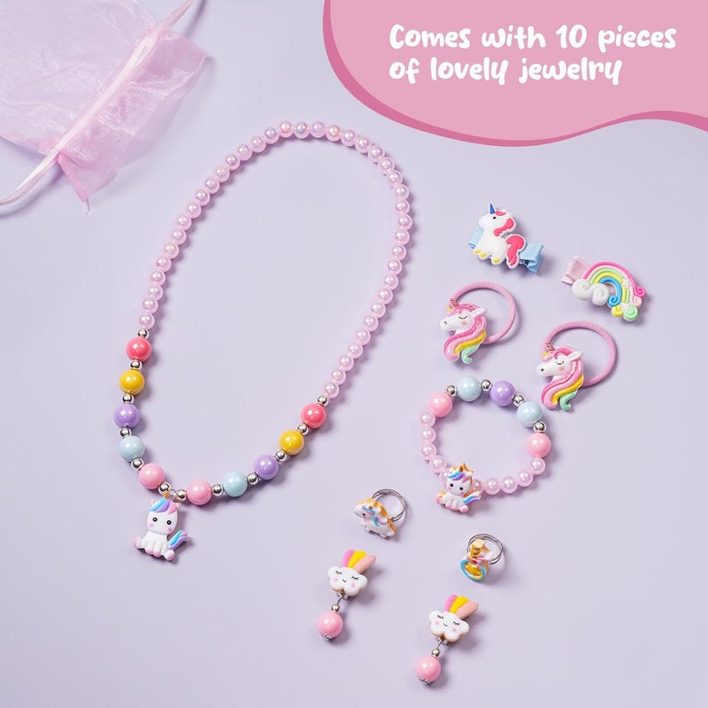 Procase صندوق مجوهرات يونيكورن للفتيات، صناديق مجوهرات موسيقية للأطفال مع دمية يونيكورن دوارة، هدايا عيد الميلاد وعيد الميلاد للفتيات الصغيرات والأطفال في سن 3 4 5 6 7 8 - يونيكورن (صندوق مع مجوهرات) - Image 4